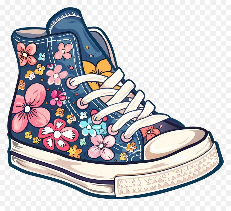 Sepatu Lucu，Sneaker Bunga PNG