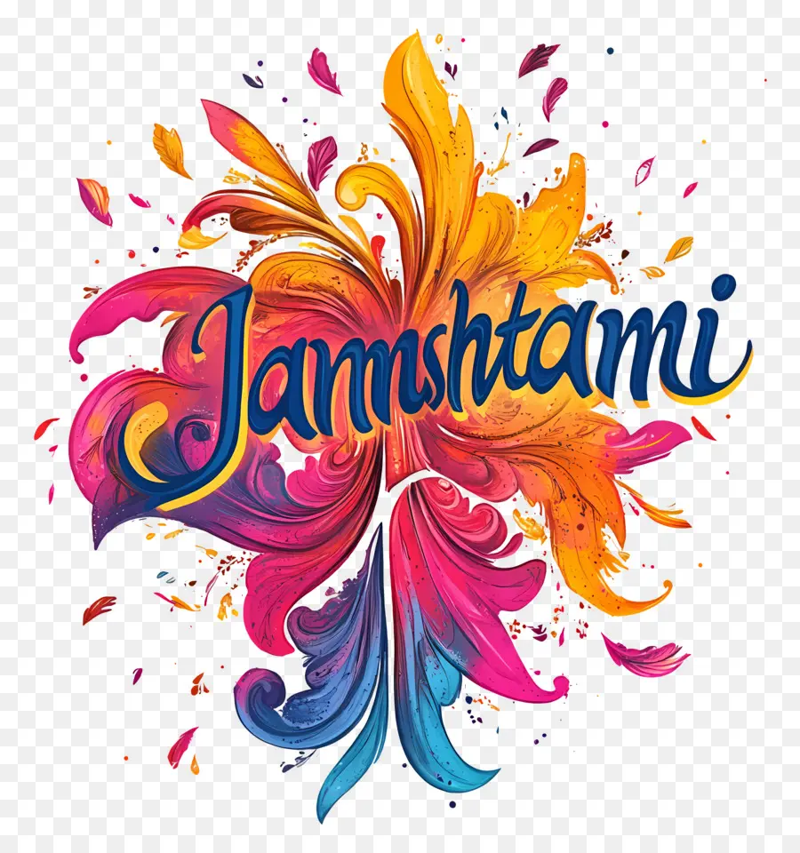 Janmashtami，Teks Janmashtami Berwarna  Warni PNG