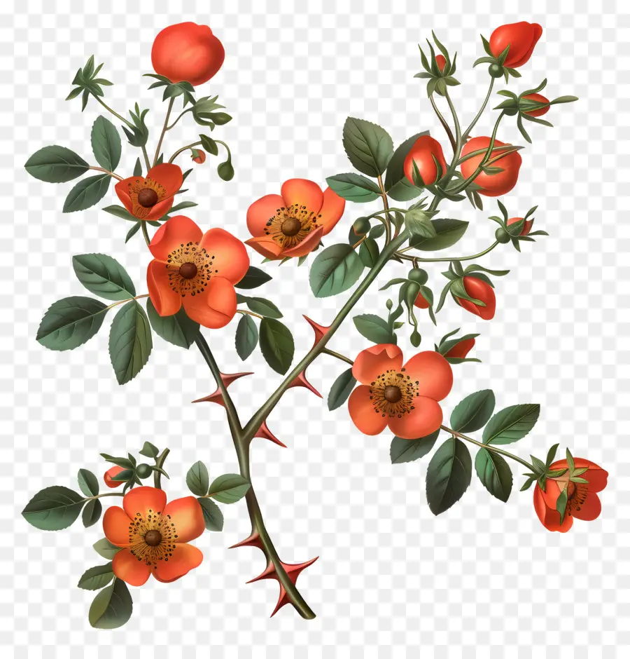 Bunga Rosehip，Bunga Bunga Merah PNG