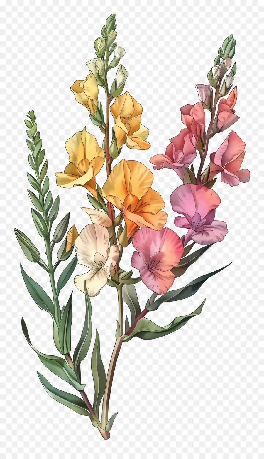 Bunga Snapdragon，Bunga Berwarna Warni PNG