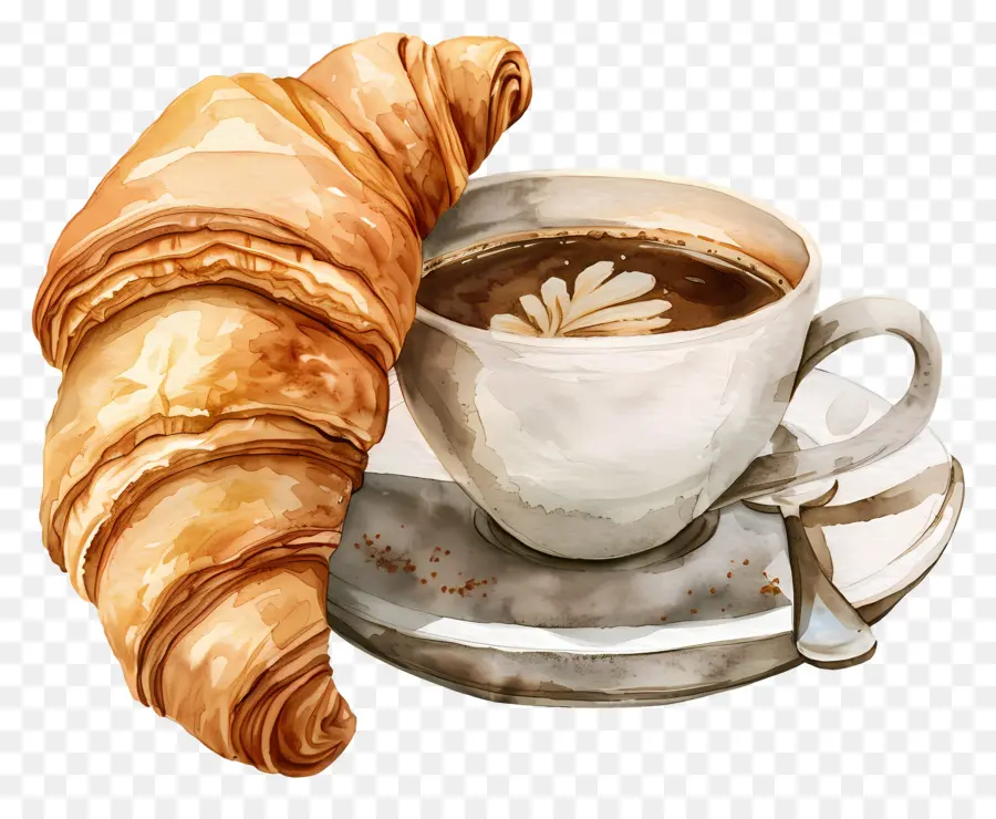 Croissant Dengan Kopi，Kopi Dan Croissant PNG