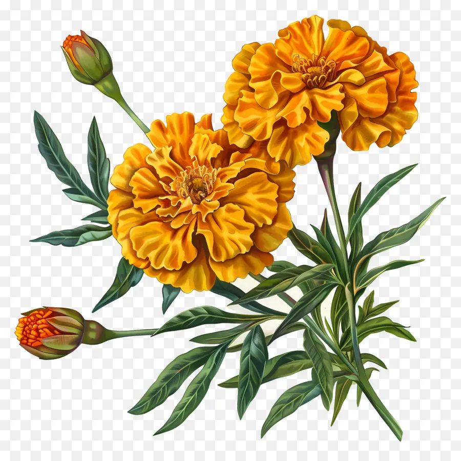 Bunga Marigold，Bunga Marigold Oranye PNG