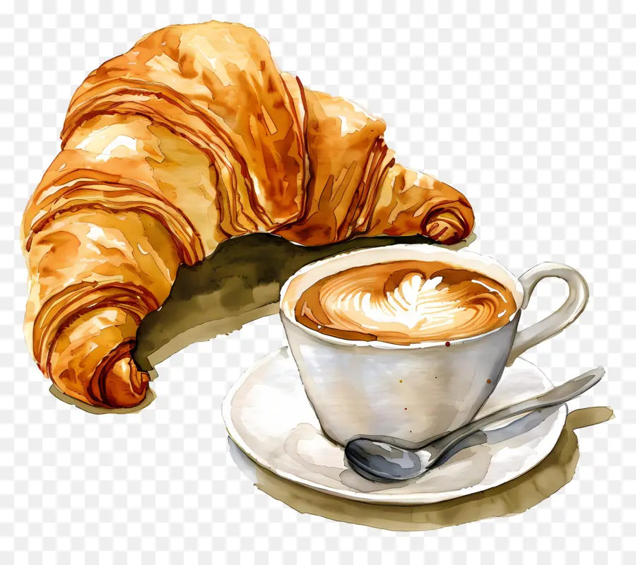 Croissant Dengan Kopi，Kopi Dan Croissant PNG