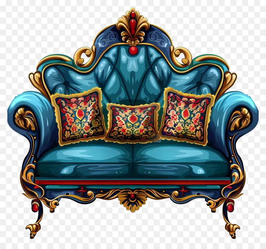 Sofa Dengan Bantal，Sofa Elegan PNG