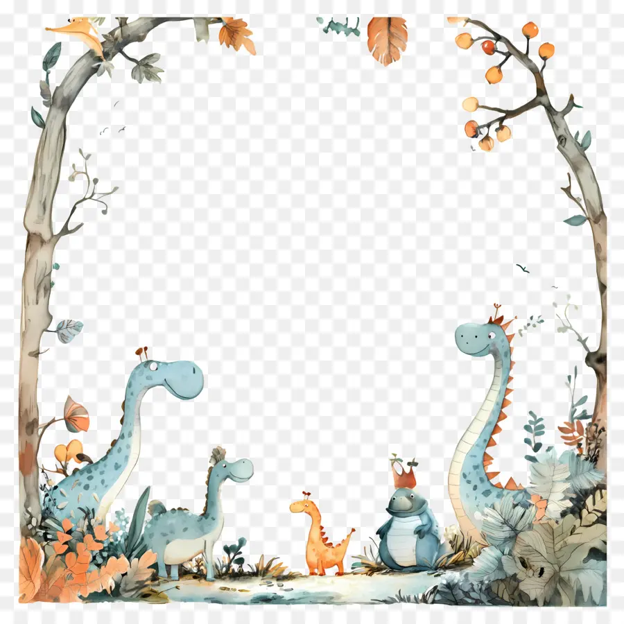 Musim Gugur Frame，Dinosaurus PNG