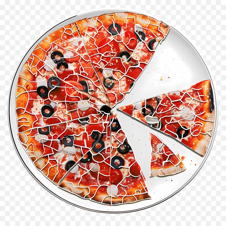 Piring Pizza，Pizza Retak PNG