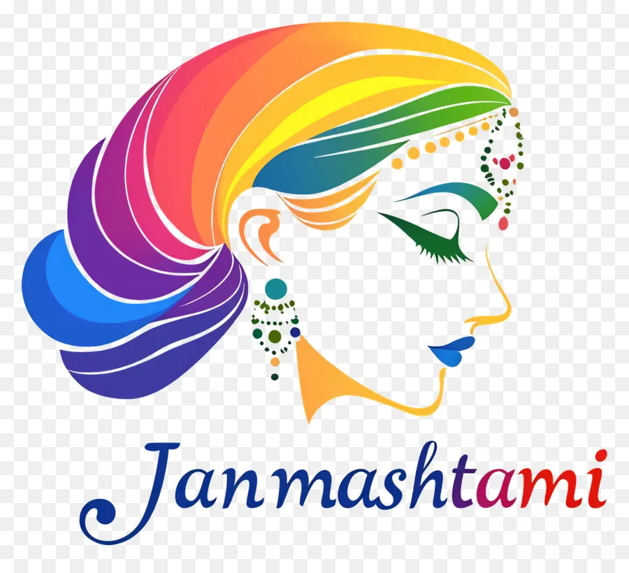 Janmashtami，Wajah Wanita Berwarna  Warni PNG