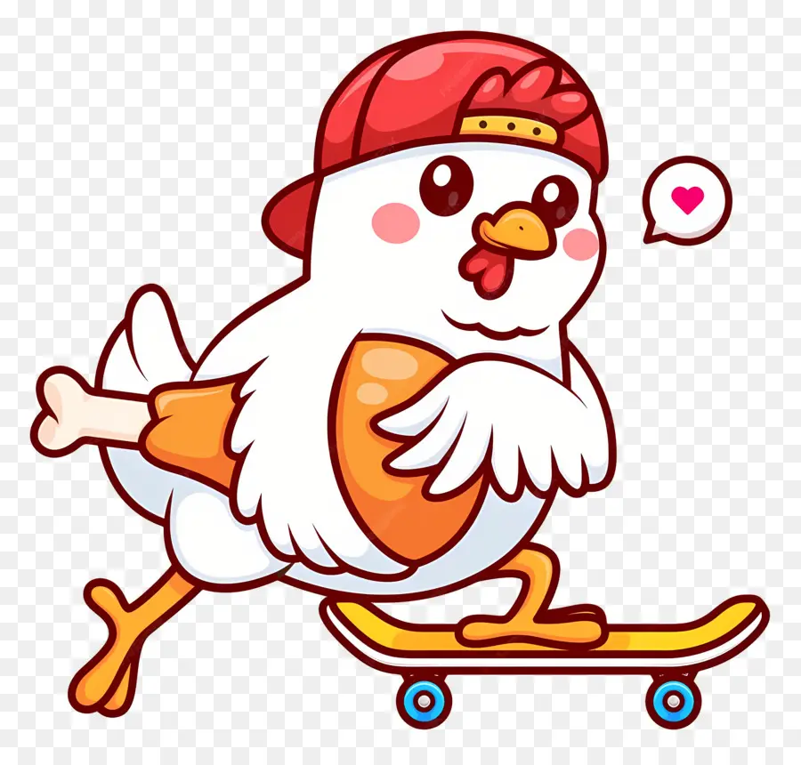 Ayam Kartun，Ayam Di Skateboard PNG