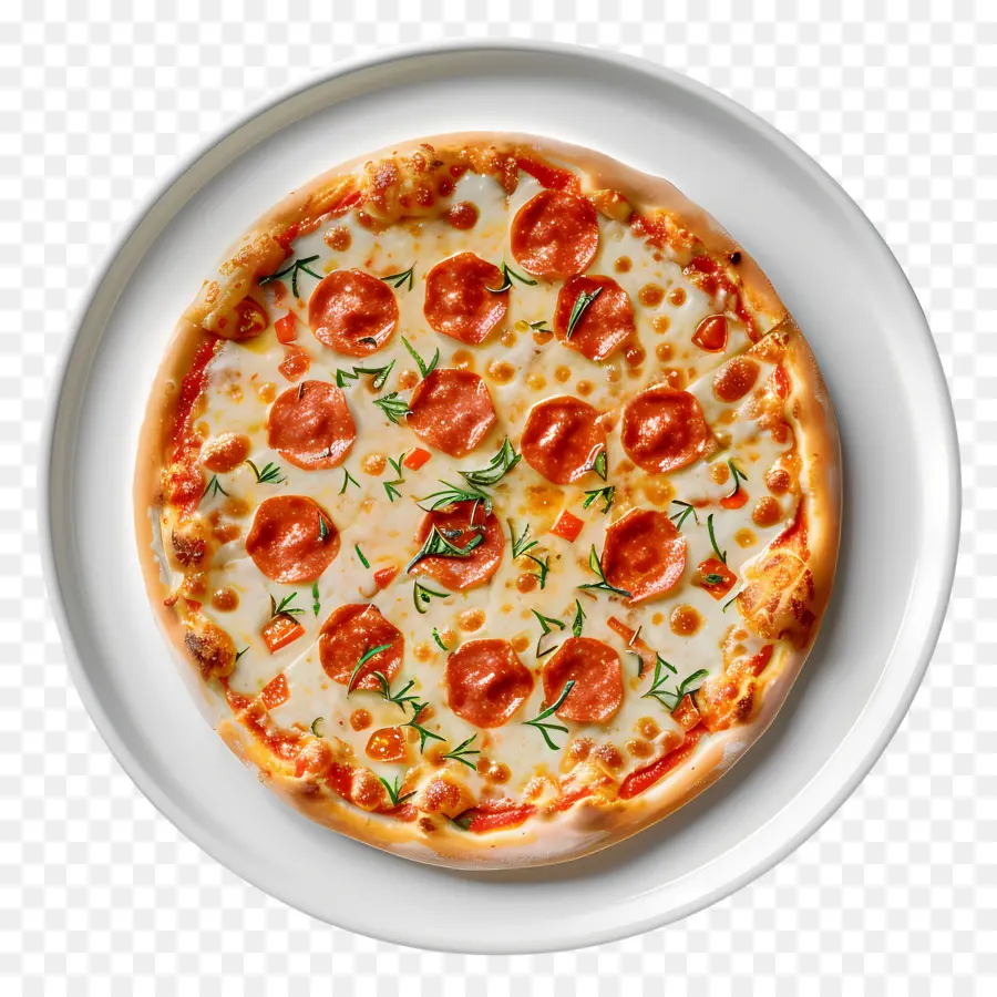 Piring Pizza，Pepperoni Pizza PNG