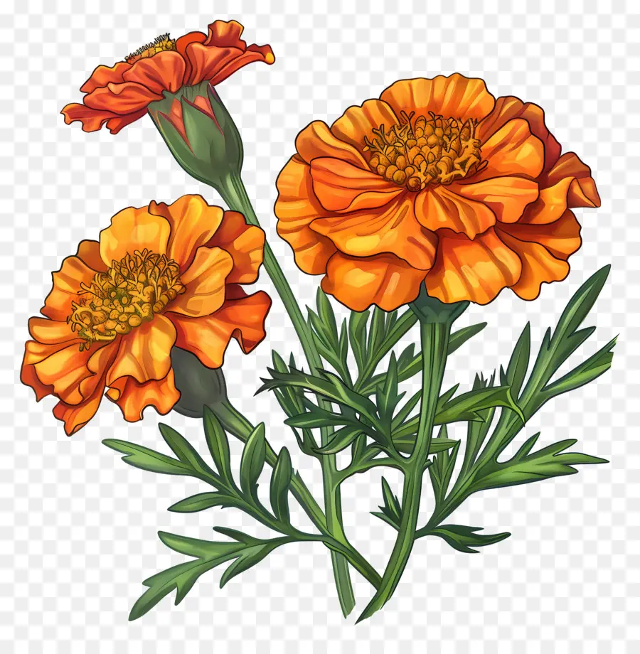 Bunga Marigold，Bunga Oranye PNG