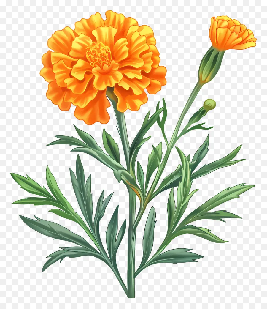 Bunga Marigold，Bunga Oranye PNG