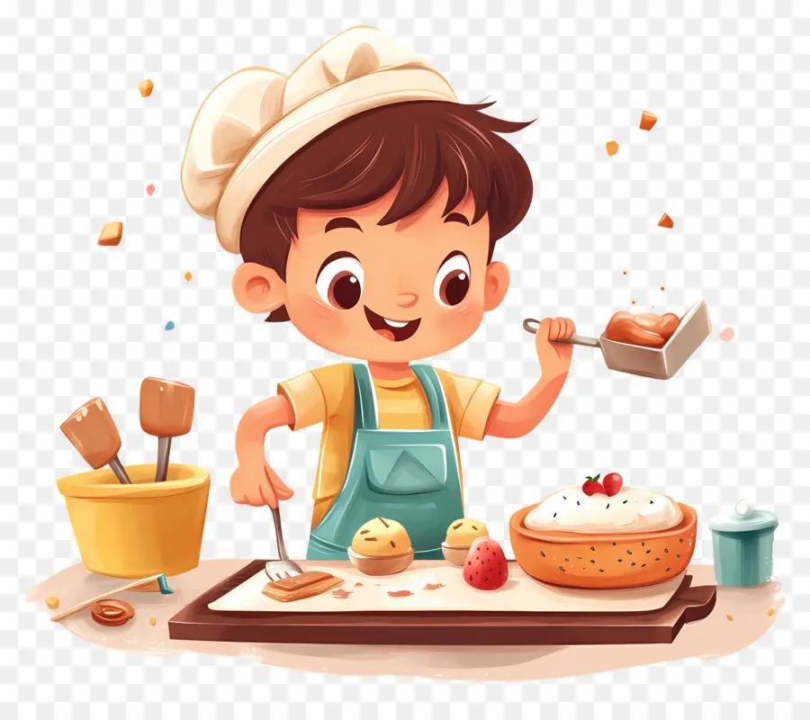 Anak，Boy Baking PNG