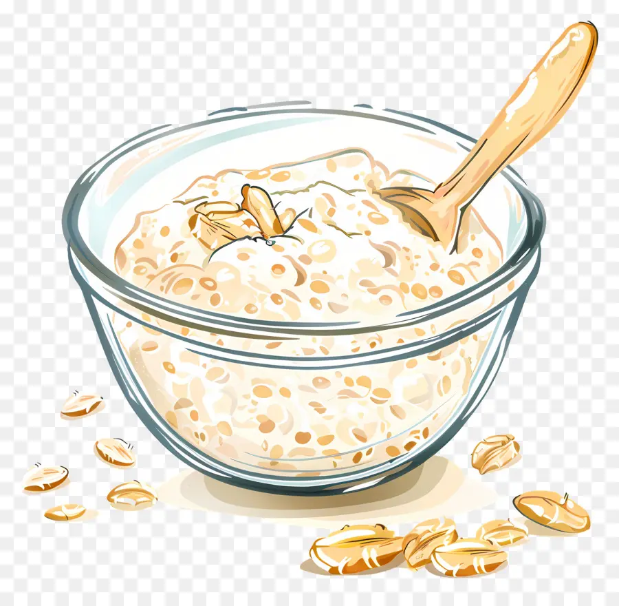 Semangkuk Oatmeal，Havermut PNG