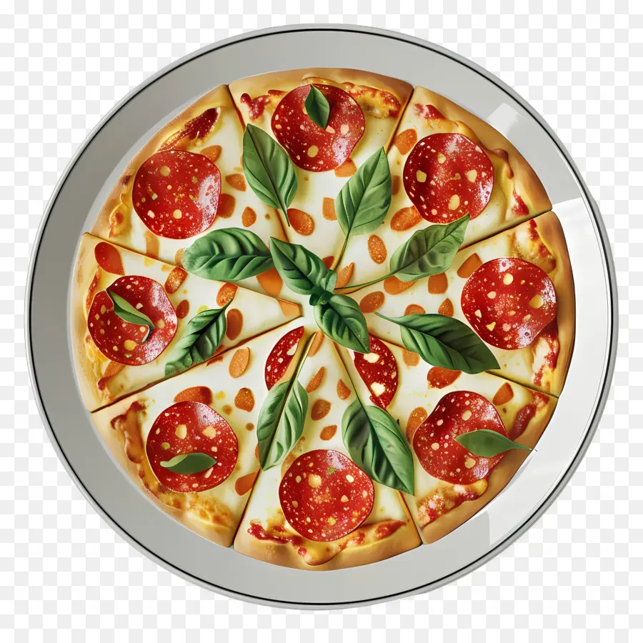 Piring Pizza，Pepperoni Pizza PNG