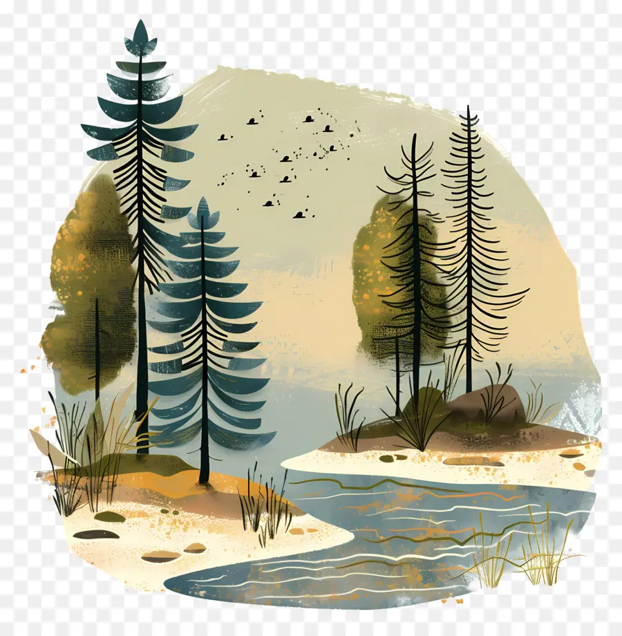 Danau，Ilustrasi Hutan PNG