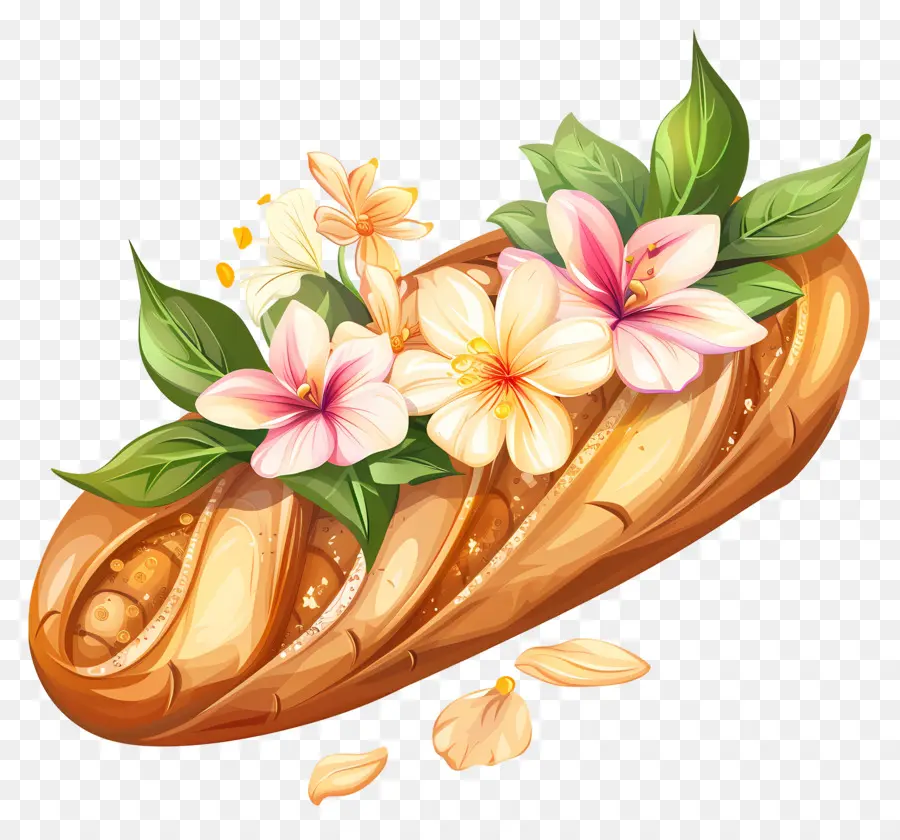 Baguette，Roti Dengan Bunga PNG