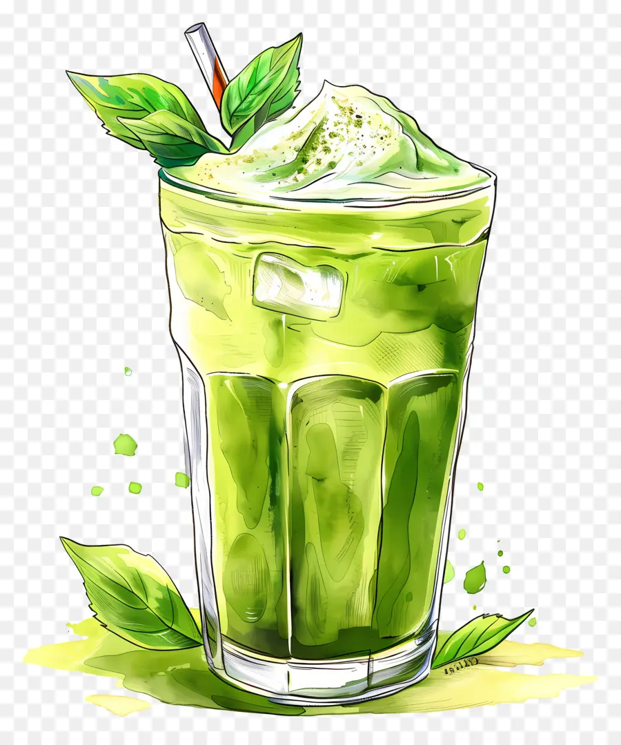 Minuman Matcha，Minuman Hijau PNG