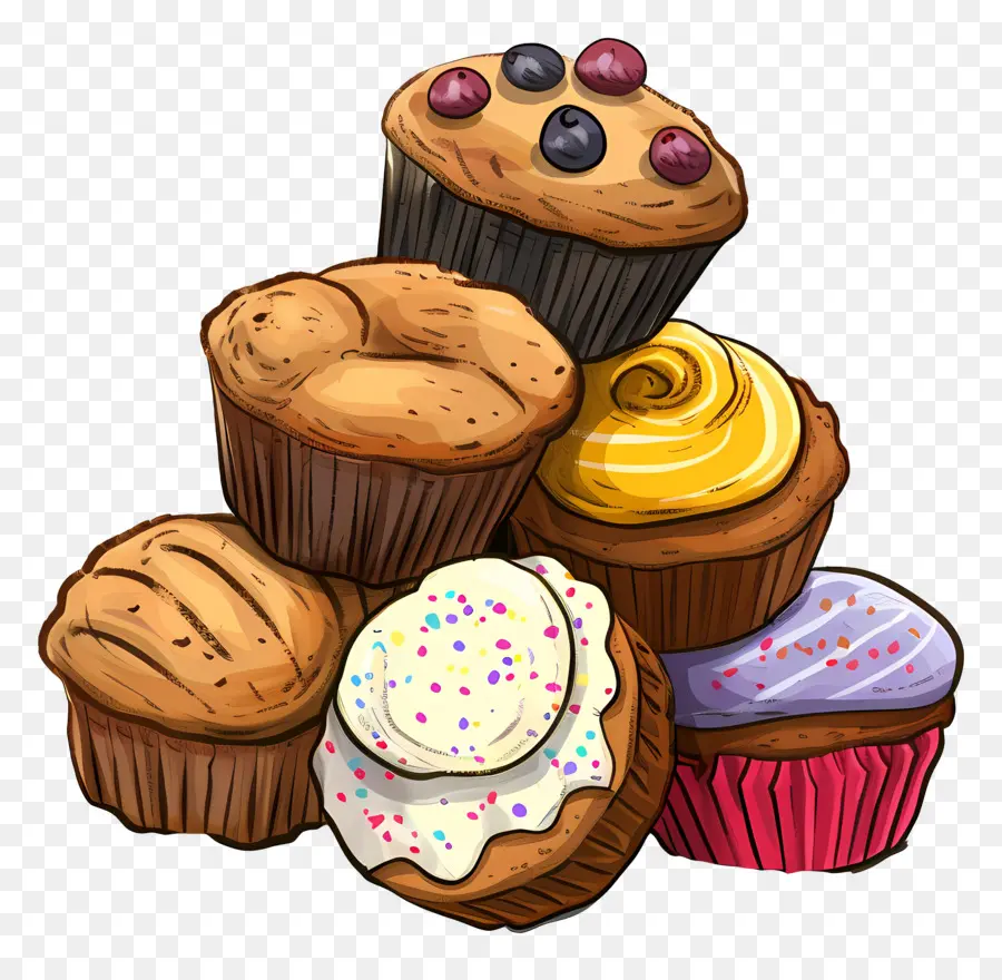 Tumpukan Muffin，Cupcakes PNG