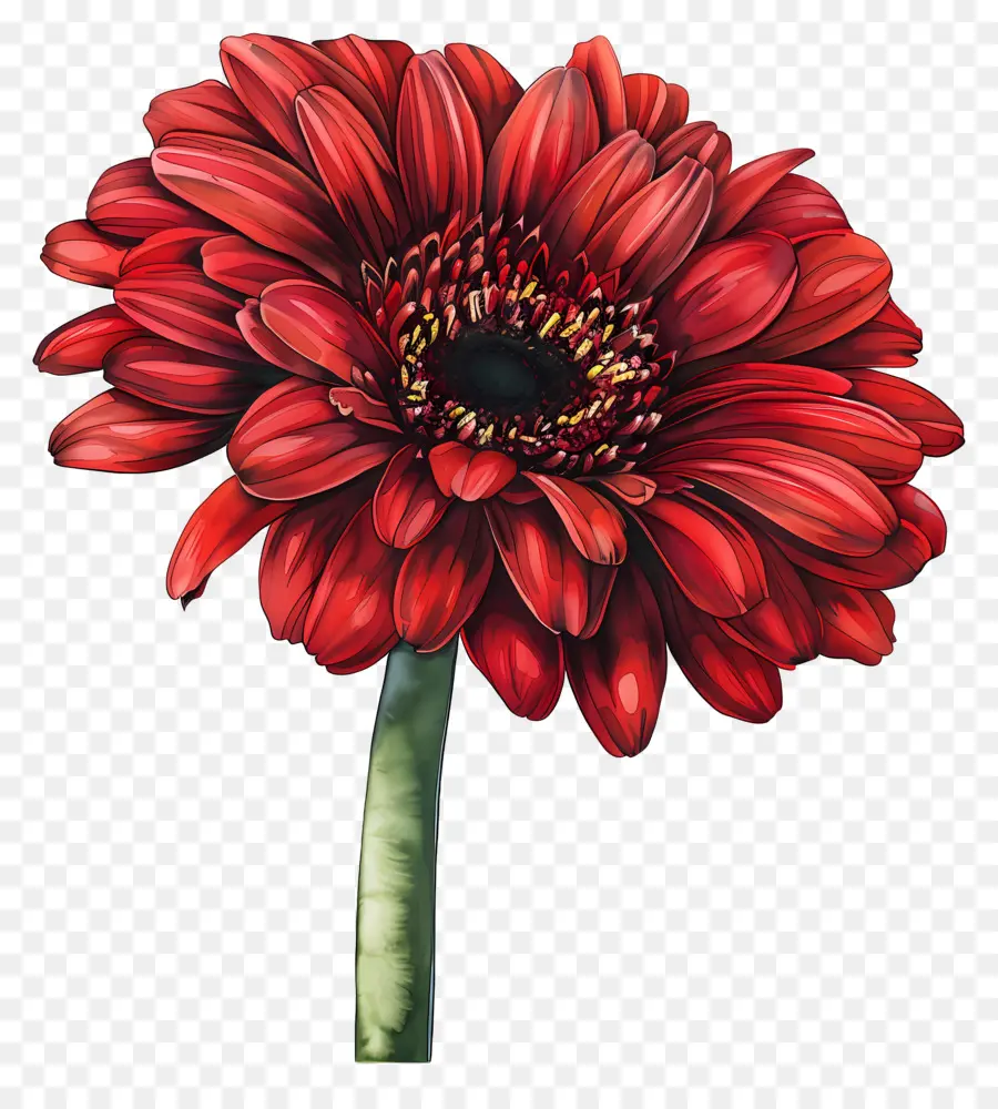 Gerbera Merah，Bunga Merah PNG