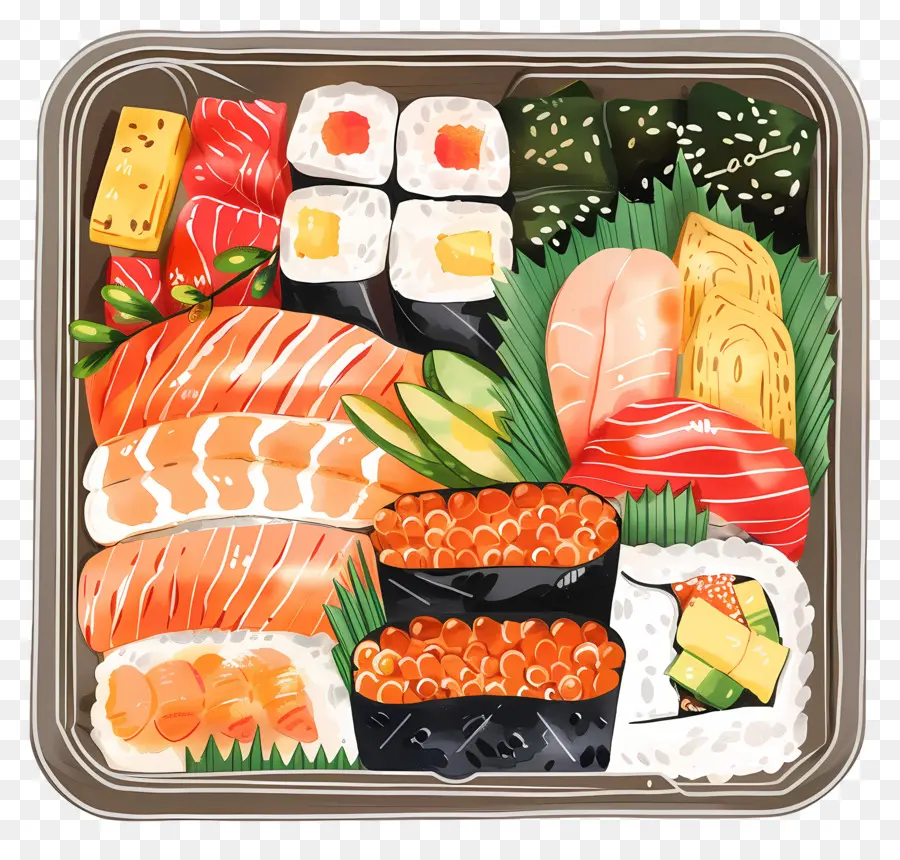 Kotak Bento，Sushi Piring PNG