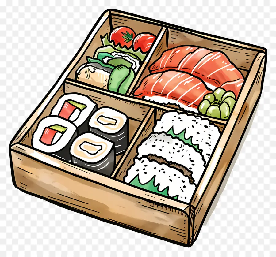 Kotak Bento，Kotak Bento Dengan Sushi PNG