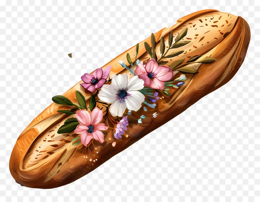 Baguette，Roti Dengan Bunga PNG