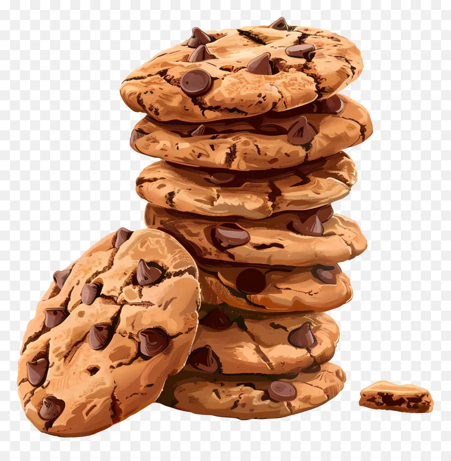 Tumpukan Kue，Chocolate Chip Cookie PNG