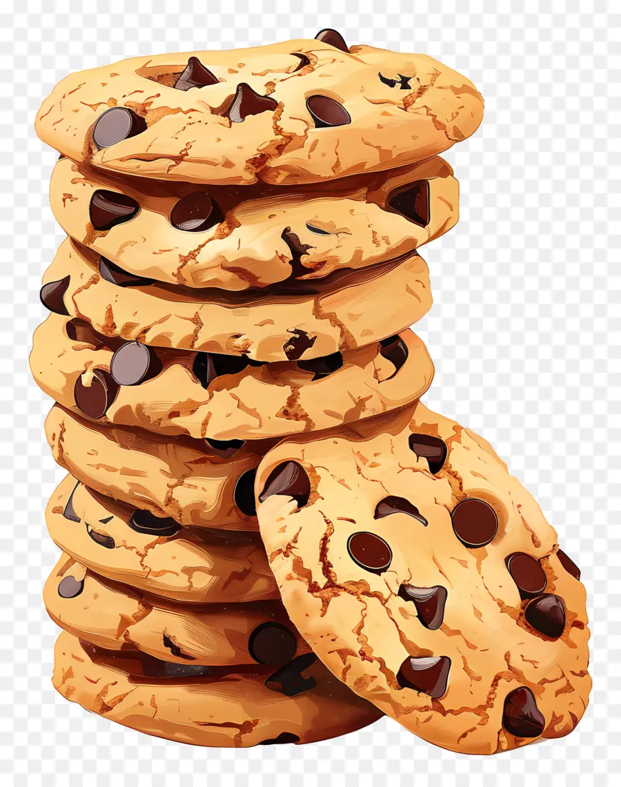 Tumpukan Kue，Chocolate Chip Cookie PNG