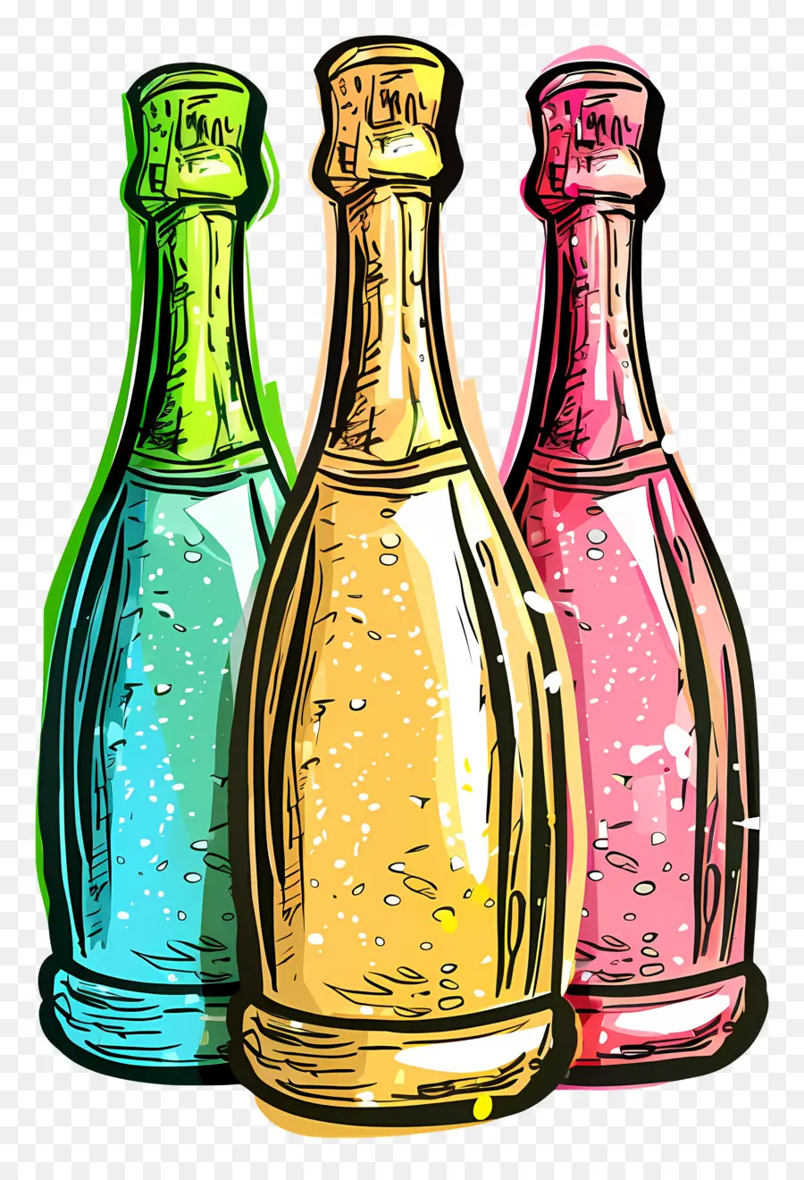 Sampanye，Botol Warna Warni PNG