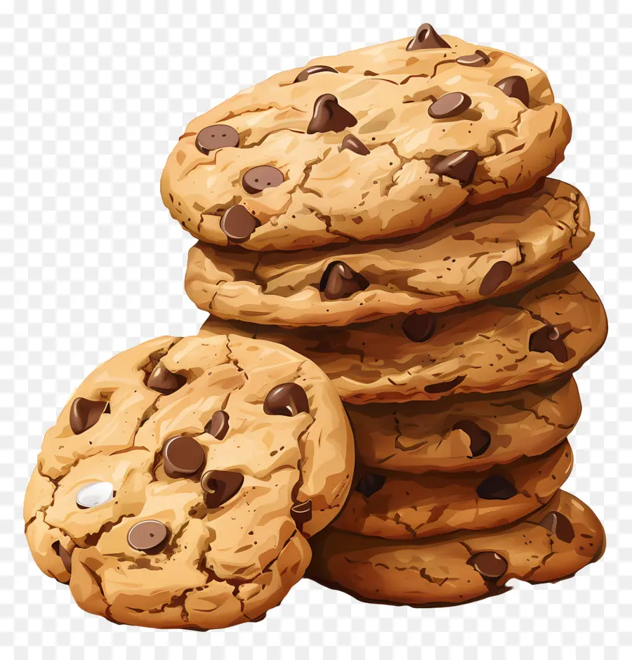 Tumpukan Kue，Chocolate Chip Cookie PNG