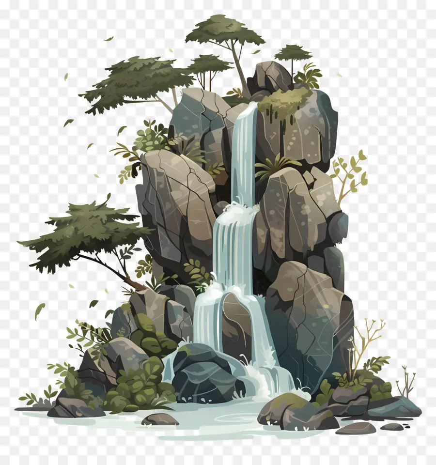 Hutan Dengan Air Terjun，Ilustrasi Air Terjun PNG