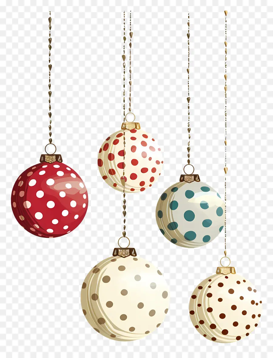 Bola Polka Dot Natal，Ornamen Polkadot PNG