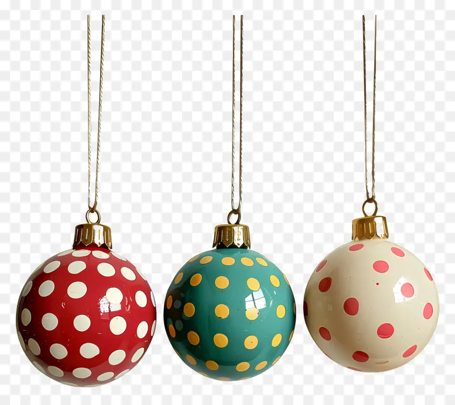 Bola Polka Dot Natal，Ornamen Polkadot PNG