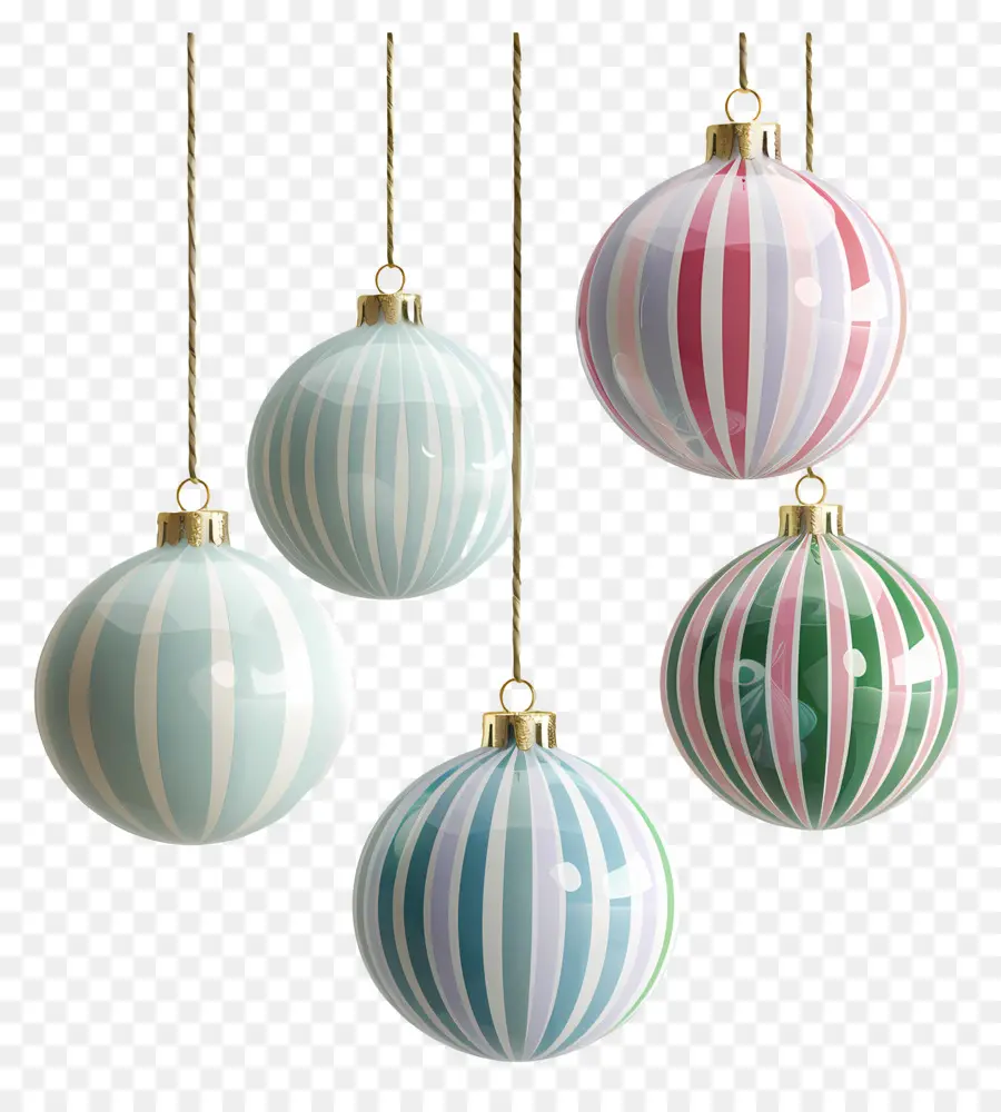 Bola Bergaris Natal，Ornamen Natal PNG