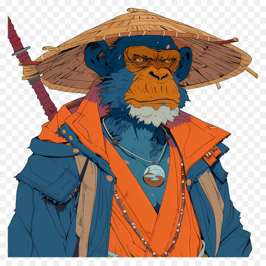 Monyet，Samurai Monkey PNG