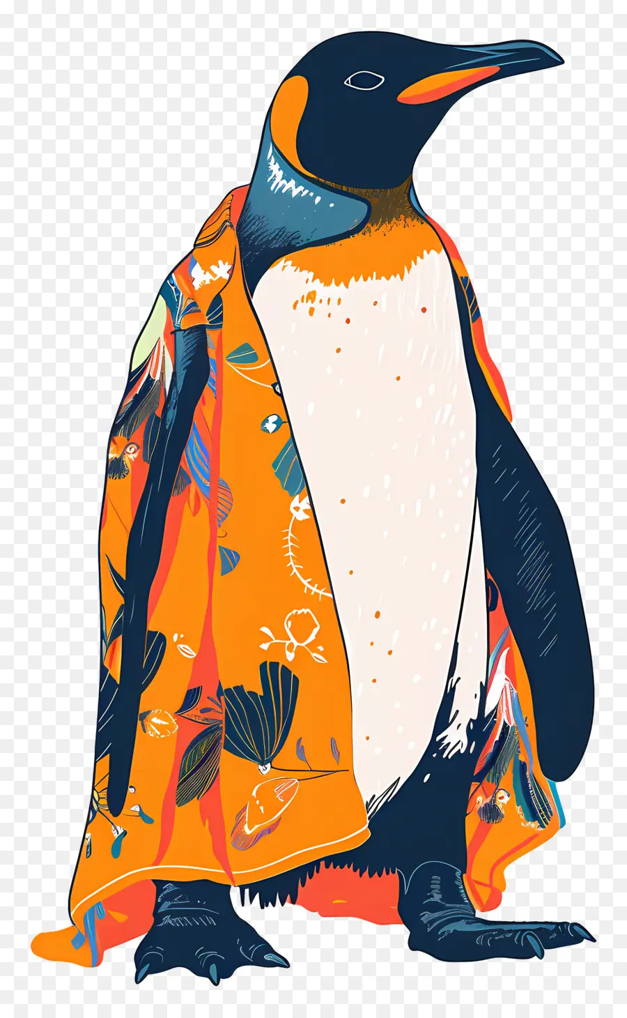 Penguin，Penguin Berjubah Oranye PNG