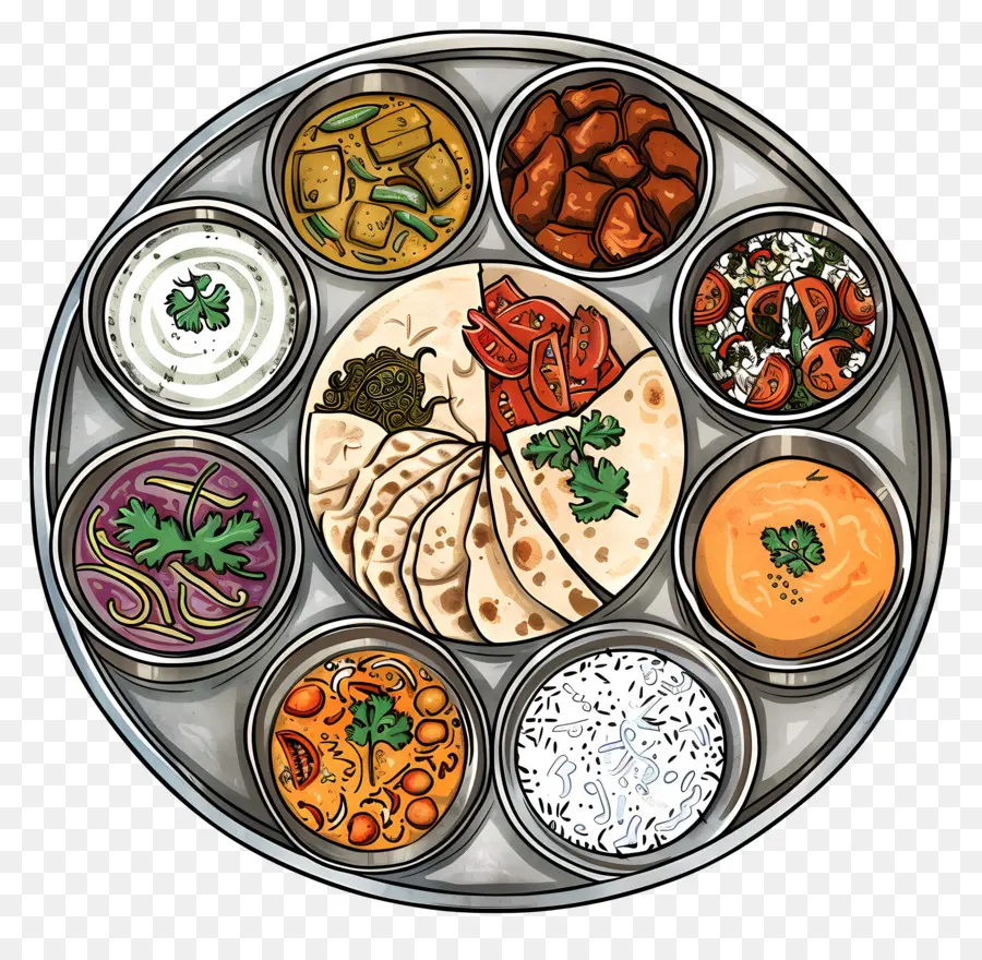 Piring Thali India，Thali India PNG