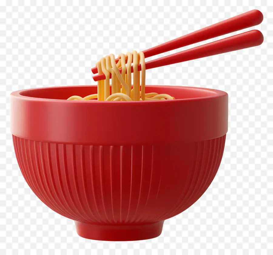 Mangkuk Mie，Mangkuk Merah Dengan Mie PNG