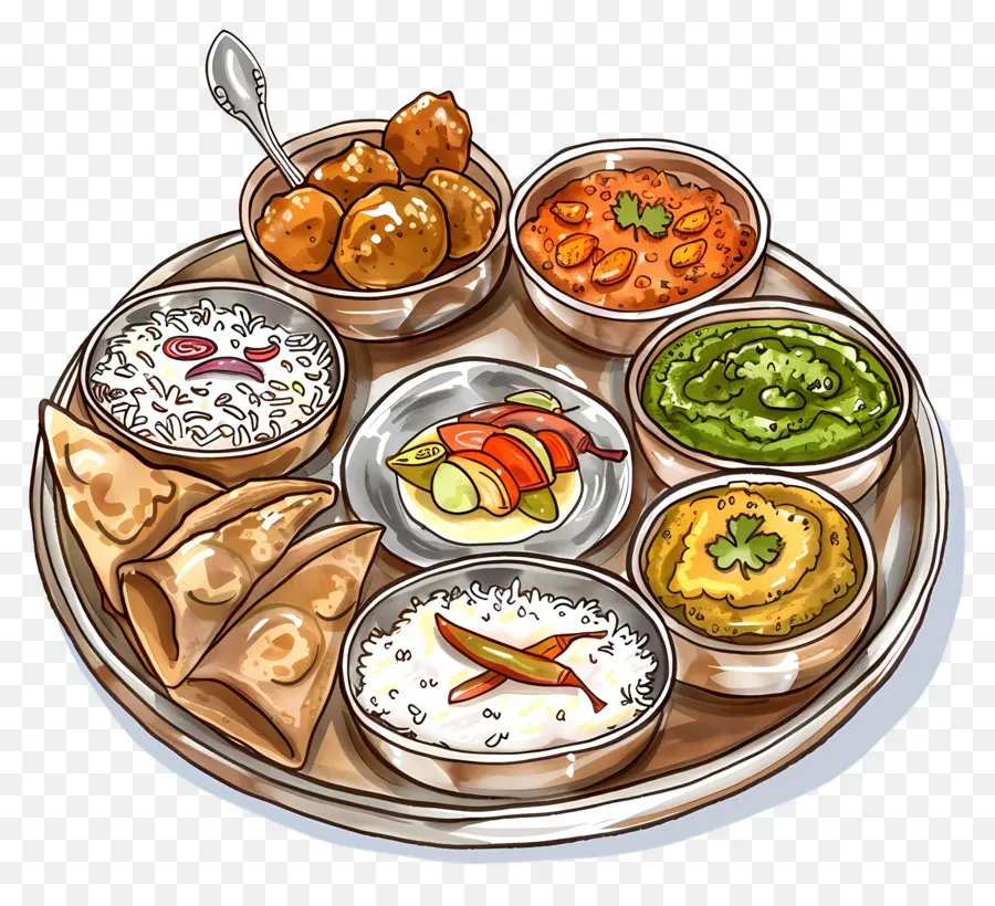 Piring Thali India，Thali PNG