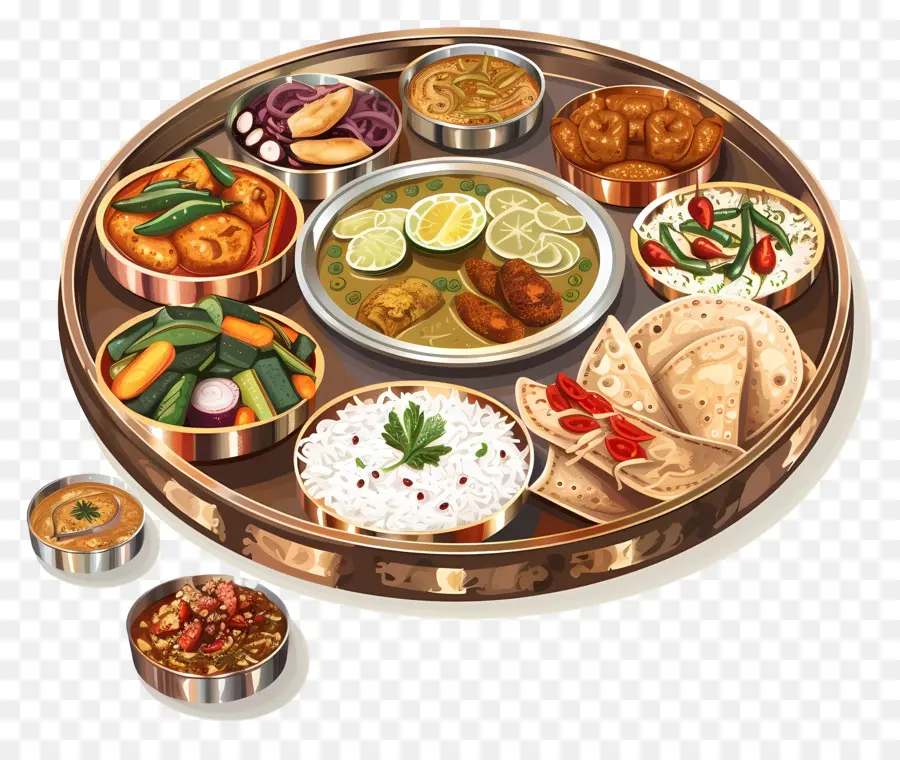 Piring Thali India，Thali India PNG