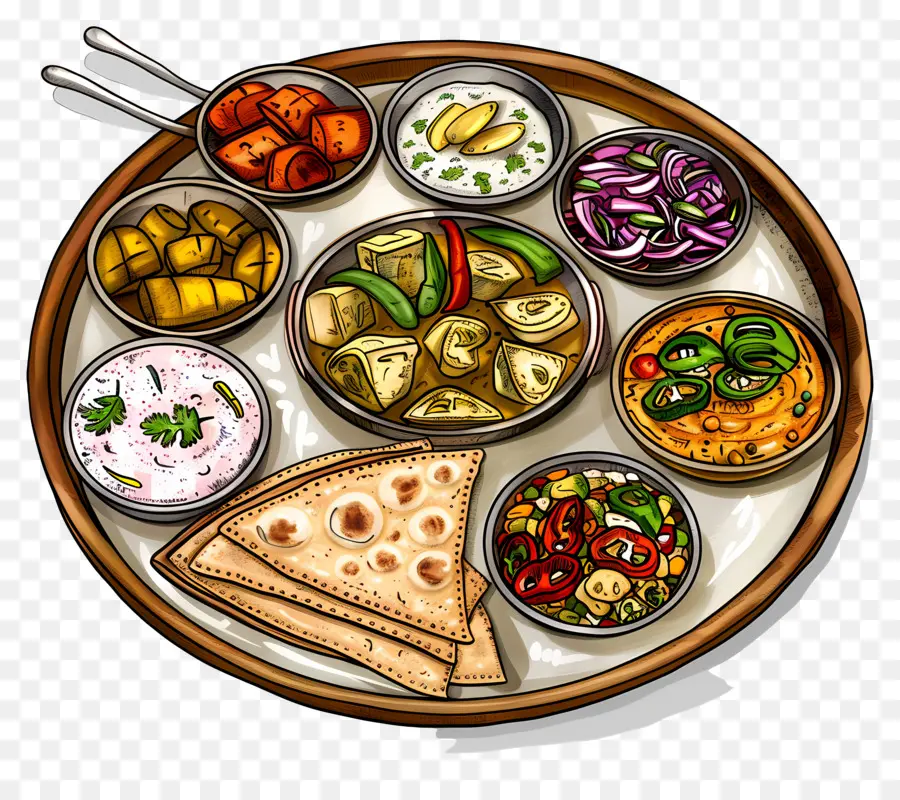 Piring Thali India，Piring Makanan PNG