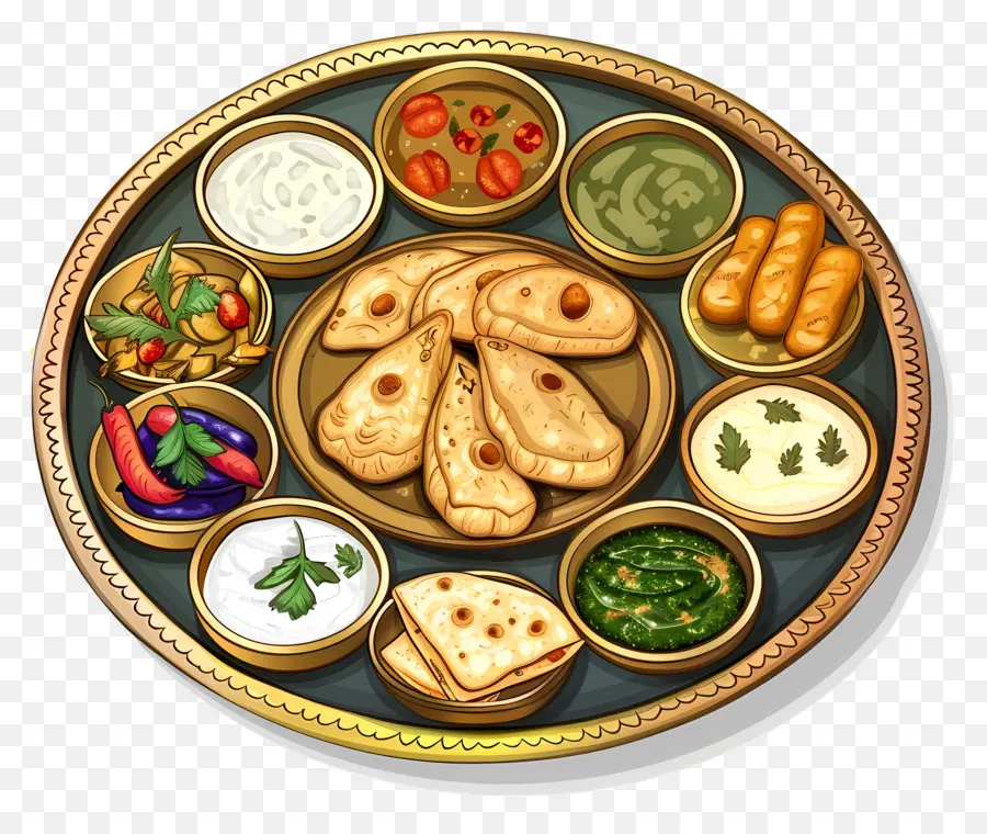 Piring Thali India，Thali India PNG