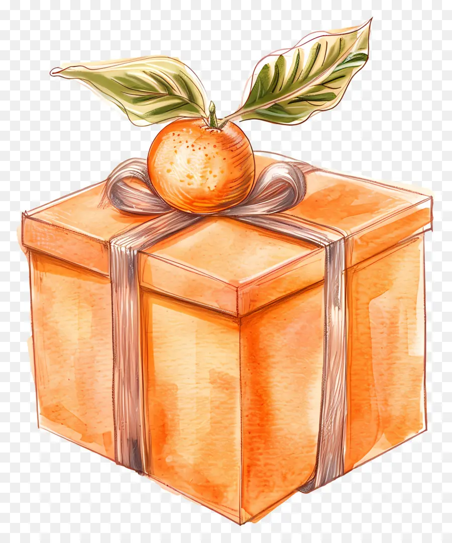 Orange Kotak Hadiah，Kotak Hadiah PNG