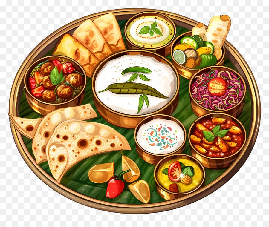 Piring Thali India，Thali India PNG