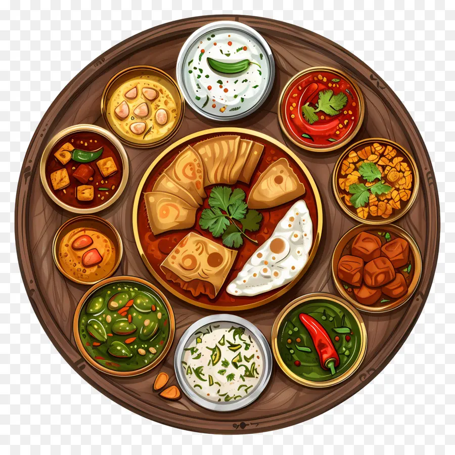 Piring Thali India，Thali India PNG