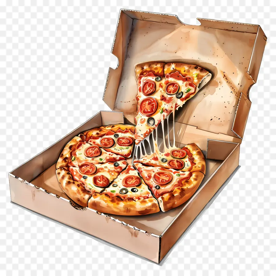 Pizza Dalam Kotak，Pizza PNG