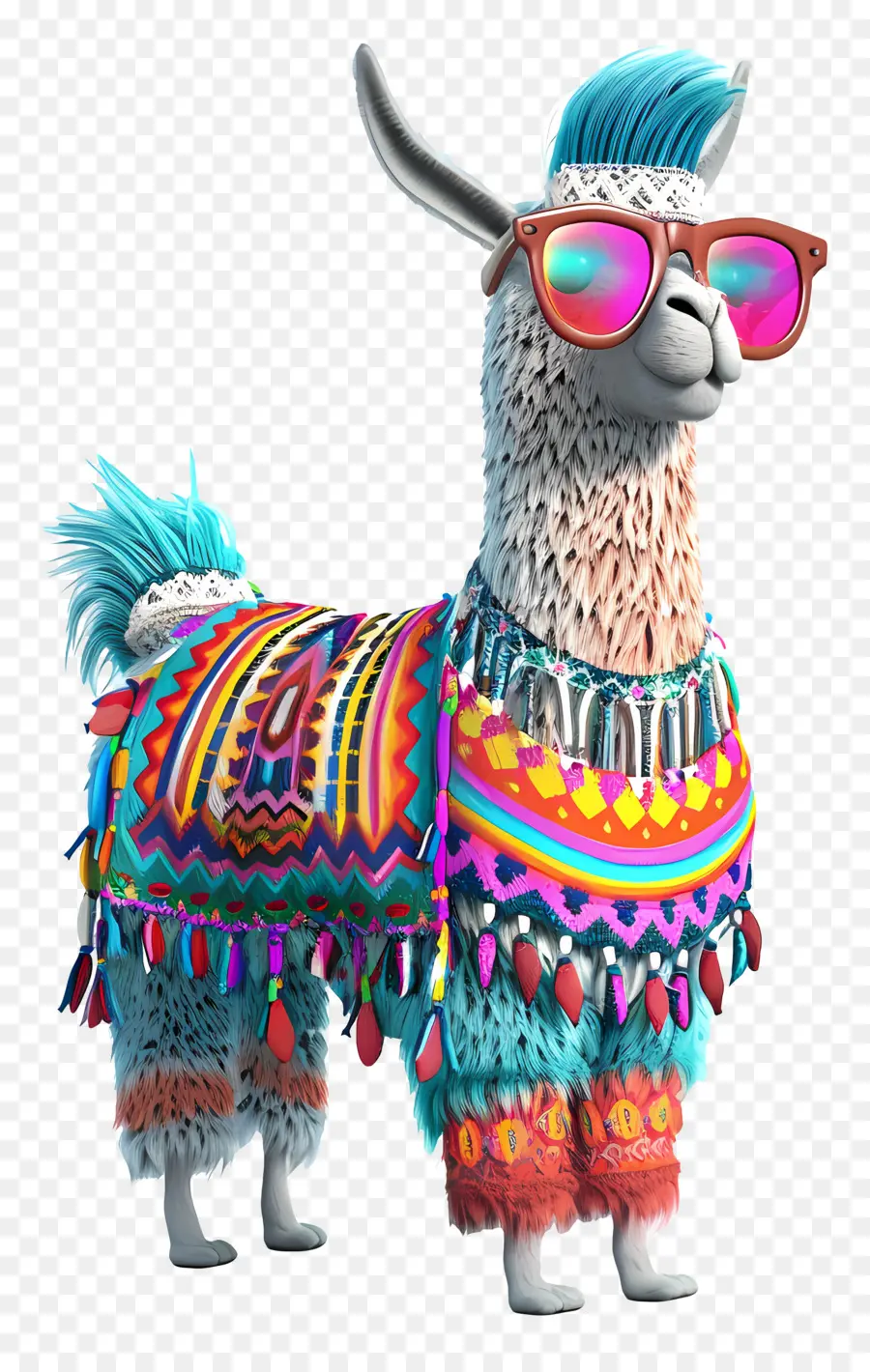 Lucu Llama，Llama Berwarna  Warni PNG