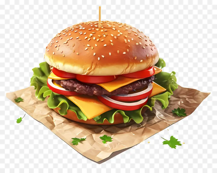 Cheeseburger，Selada PNG