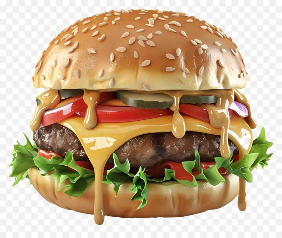 Cheeseburger，Selada PNG