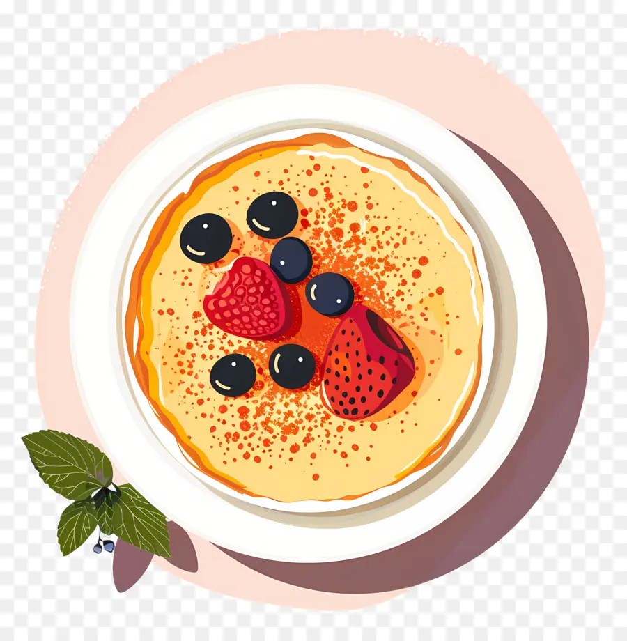 Brûlée Creme，Pancake Dengan Beri PNG